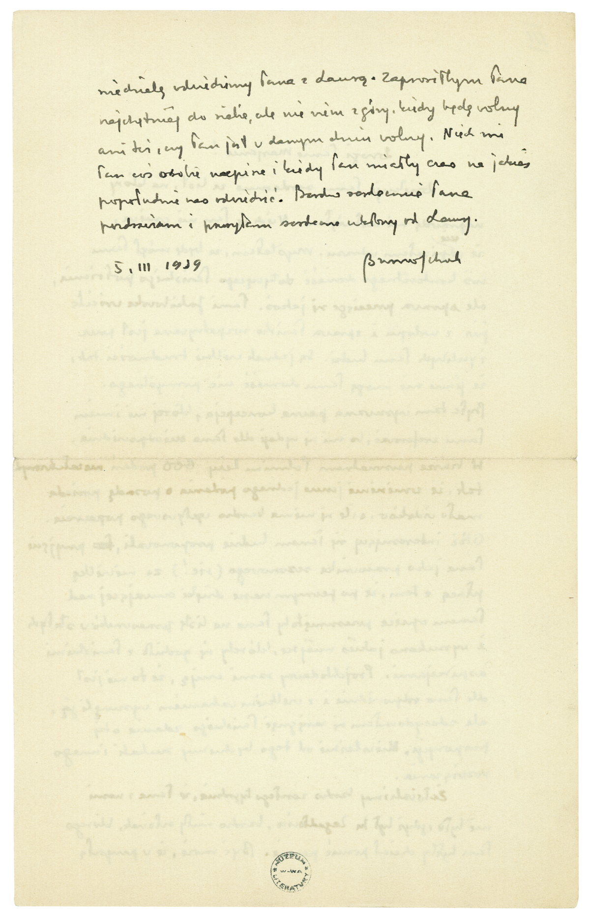 List Schulza do Jachimowicza z 5 marca 1939_2