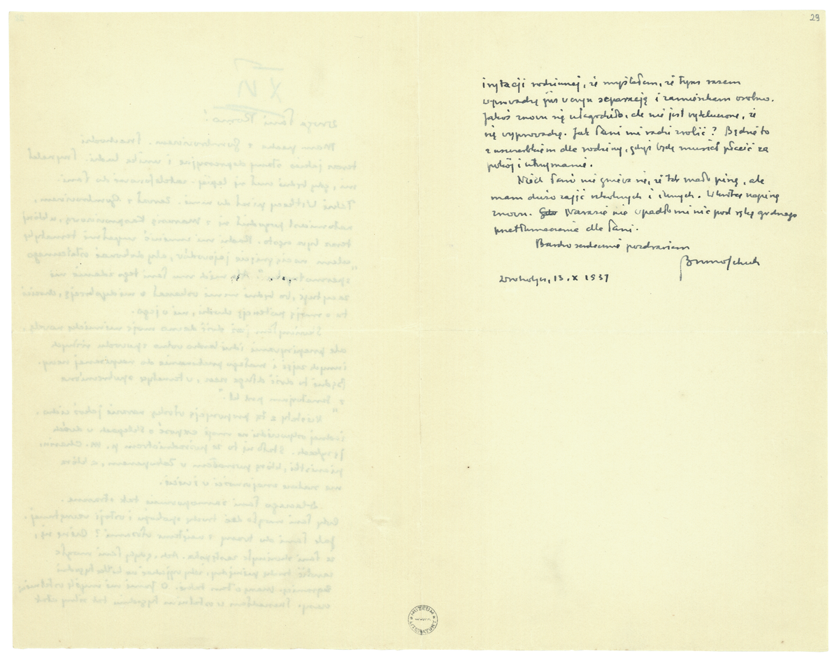 List Brunona Schulza do Romany Halpern z 13 października 1937_2