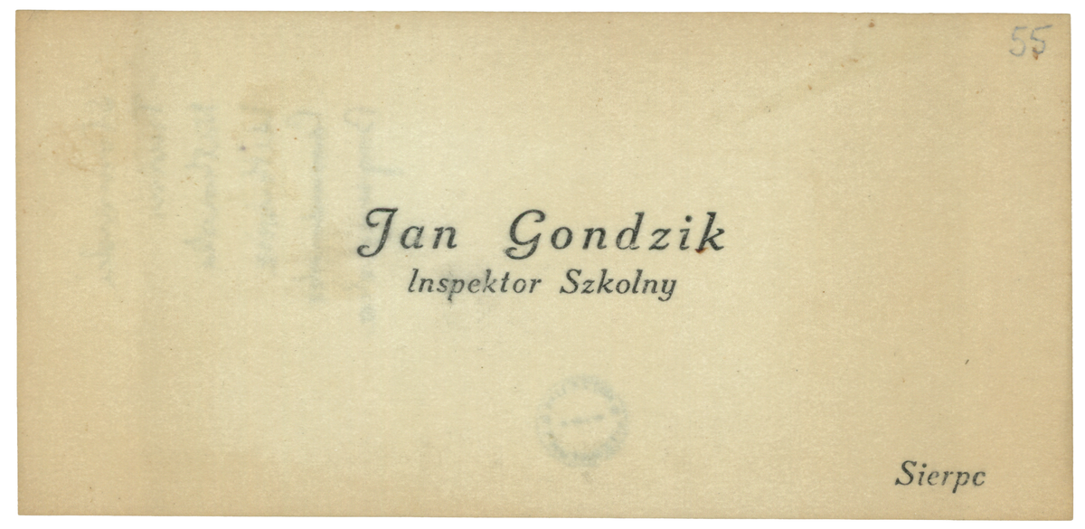 Bilet wizytowy Jana Gondzika_1