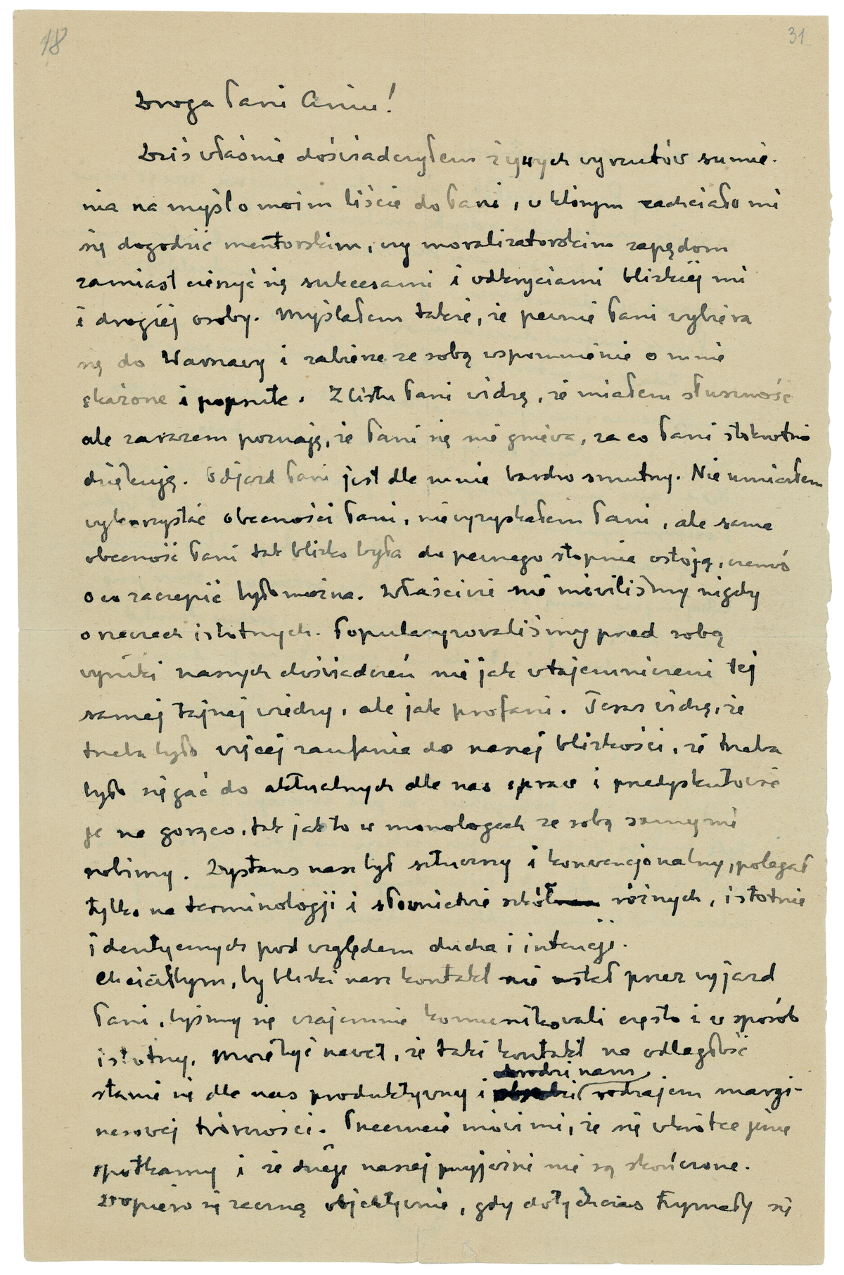 List Brunona Schulza do Anny Płockier z 19 listopada 1941 roku_1