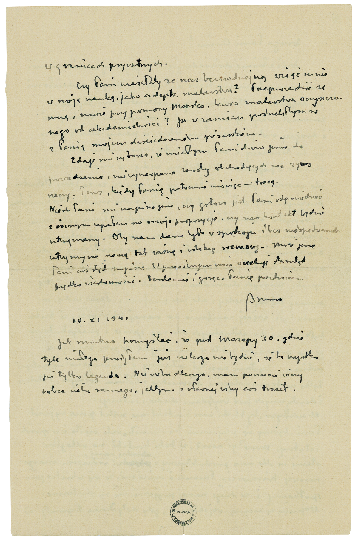 List Brunona Schulza do Anny Płockier z 19 listopada 1941 roku_2