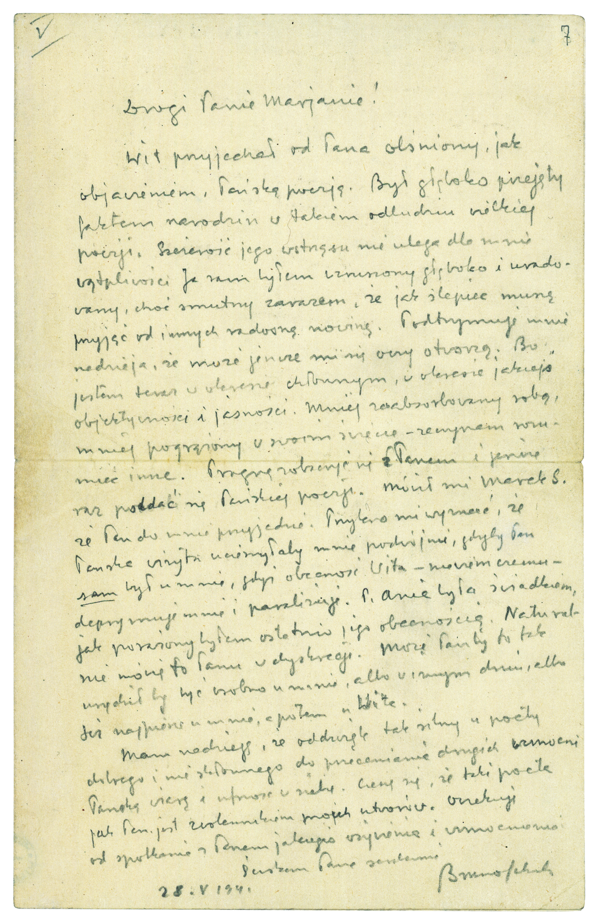 List Schulza do Mariana Jachimowicza z 28 maja 1941
