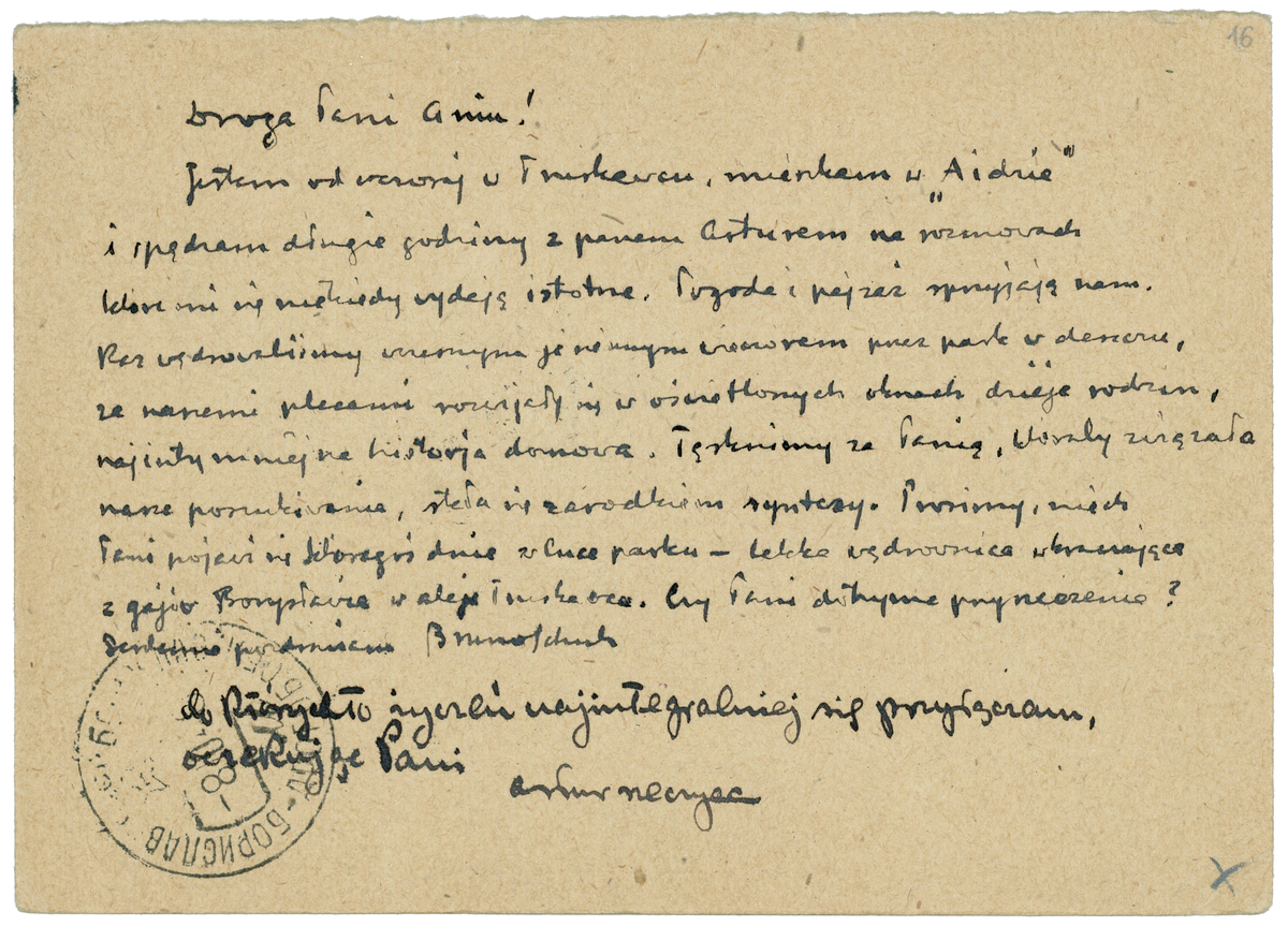 List Schulza do Anny Płockier z 7 października 1940_1