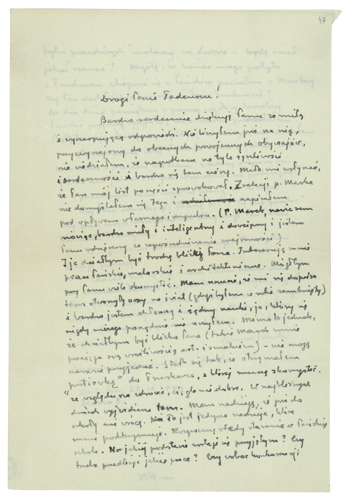 List Schulz do Tadeusza Wojciechowskiego z 28 września 1940_1