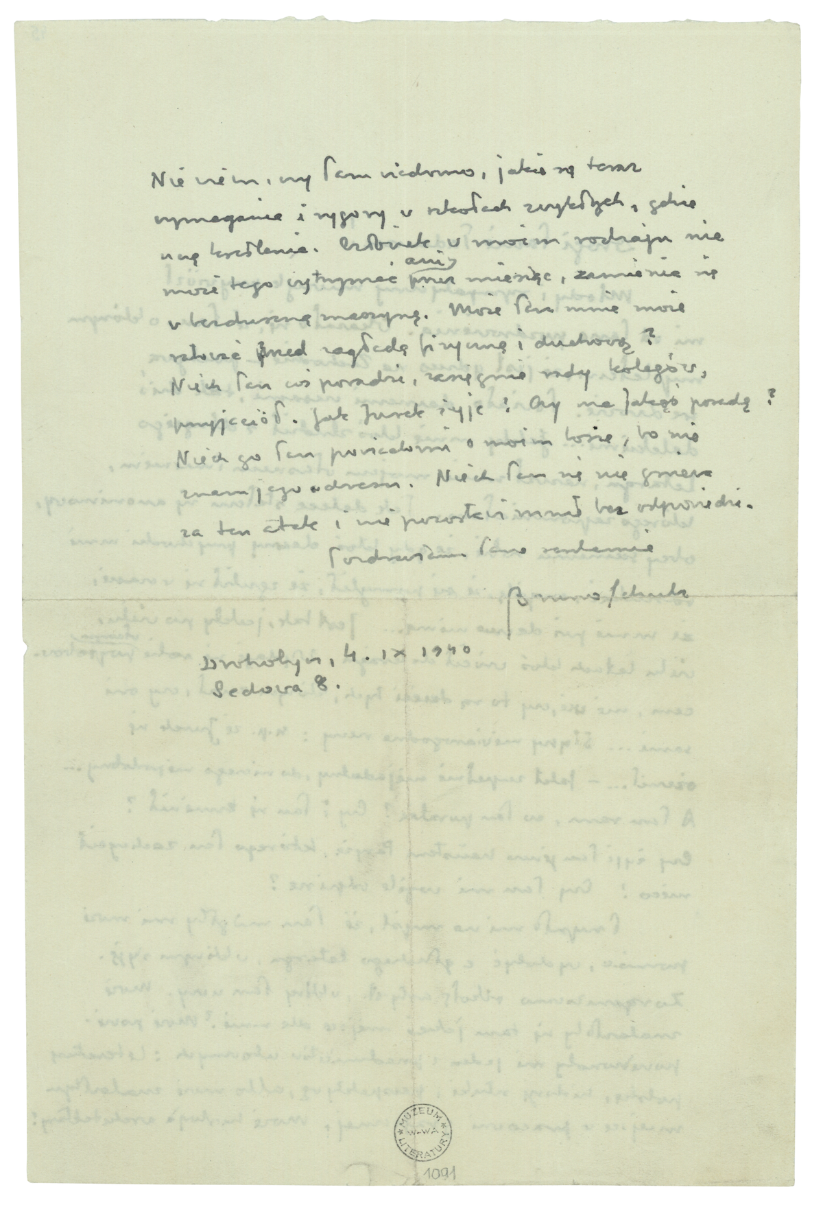 List Schulza do Tadeusza Wojciechowskiego z 4 września 1940_2