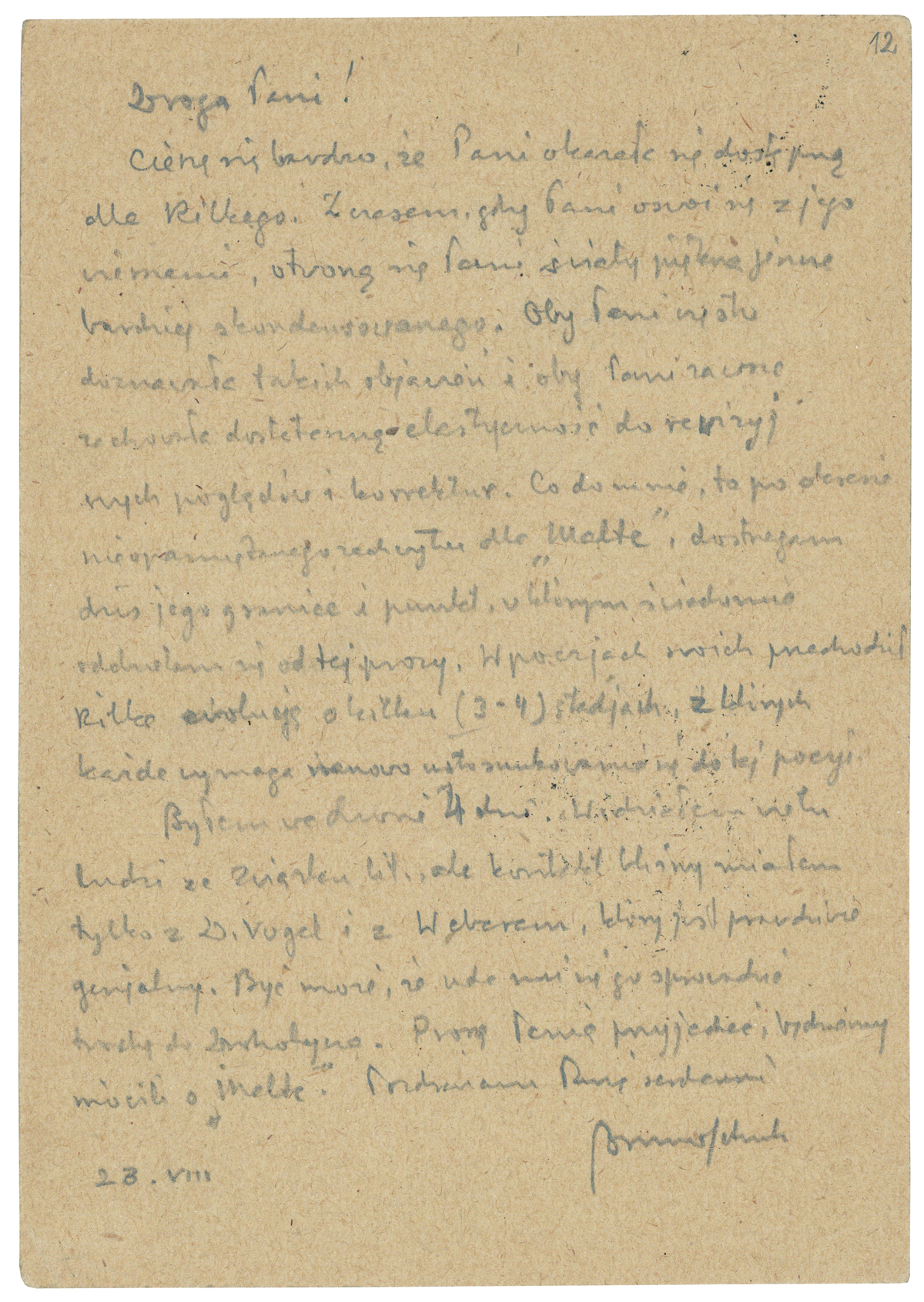List Schulza do Anny Płockier z 23 sierpnia 1940_1
