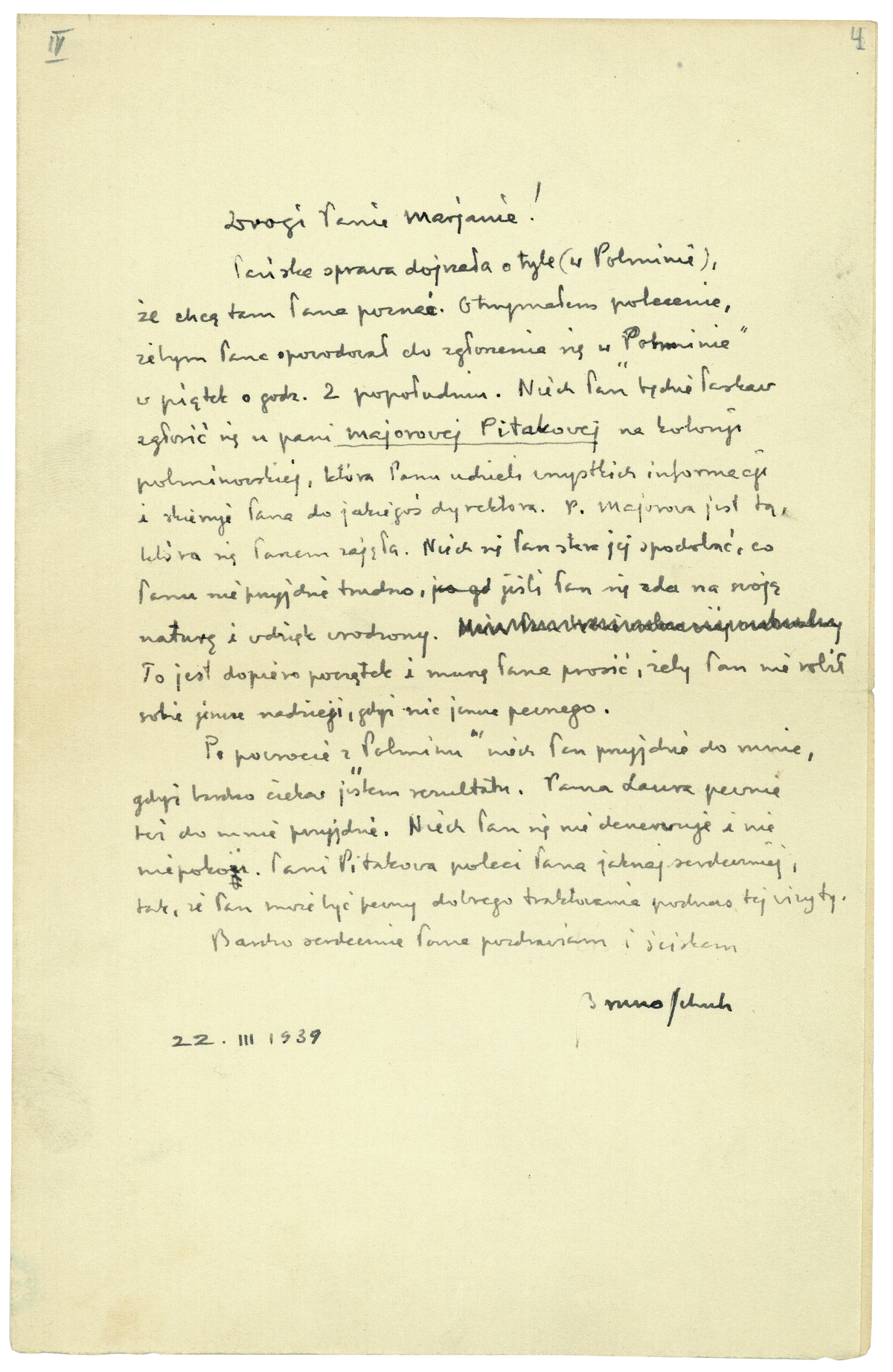 List Schulza do Mariana Jachimowicza z 22 marca 1939_1