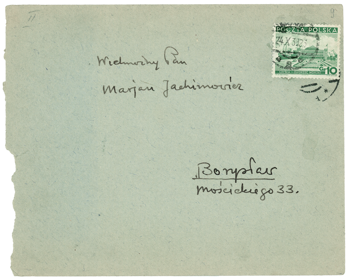Koperta niezachowanego listu Schulza do Jachimowicza z 24 października 1938_1