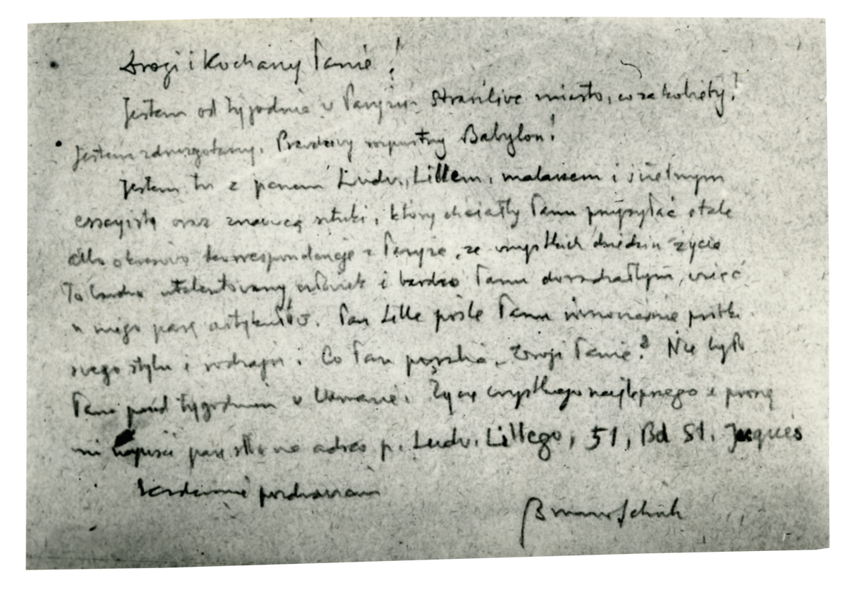 List Schulza do Wacława Czarskiego z około 10 sierpnia 1938