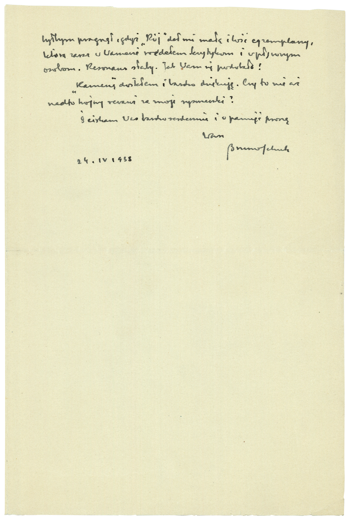 List Brunona Schulza do Zenona Waśniewskiego z 24 kwietnia 1938_2