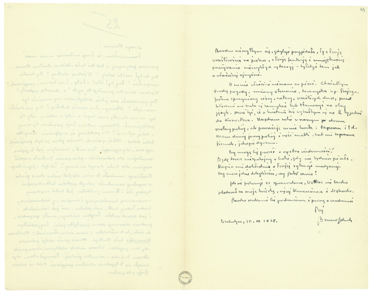 List Brunona Schulza do Romany Halpern z 10 marca 1938_2