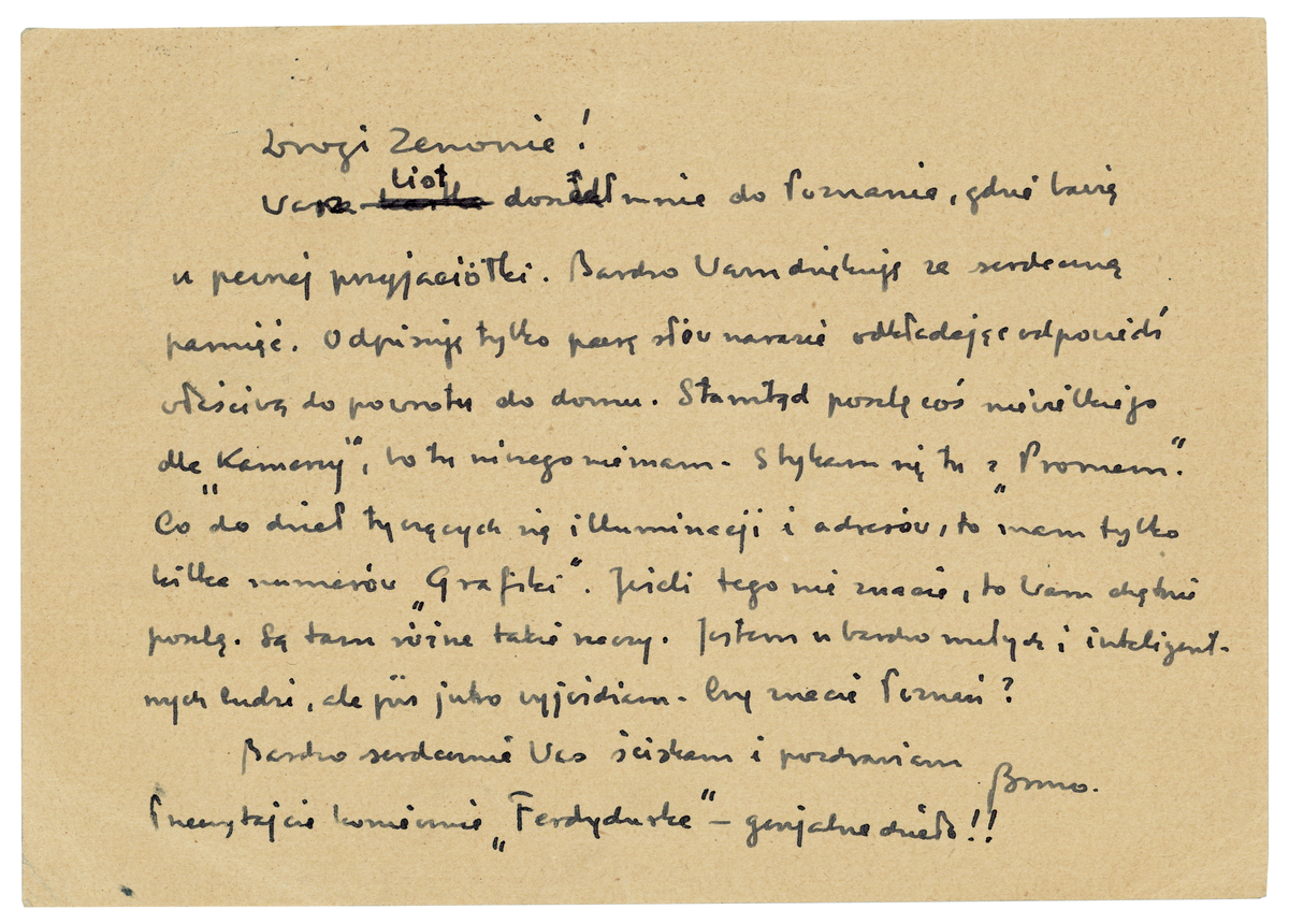 List Brunona Schulza do Zenona Waśniewskiego z 5 stycznia 1938_1