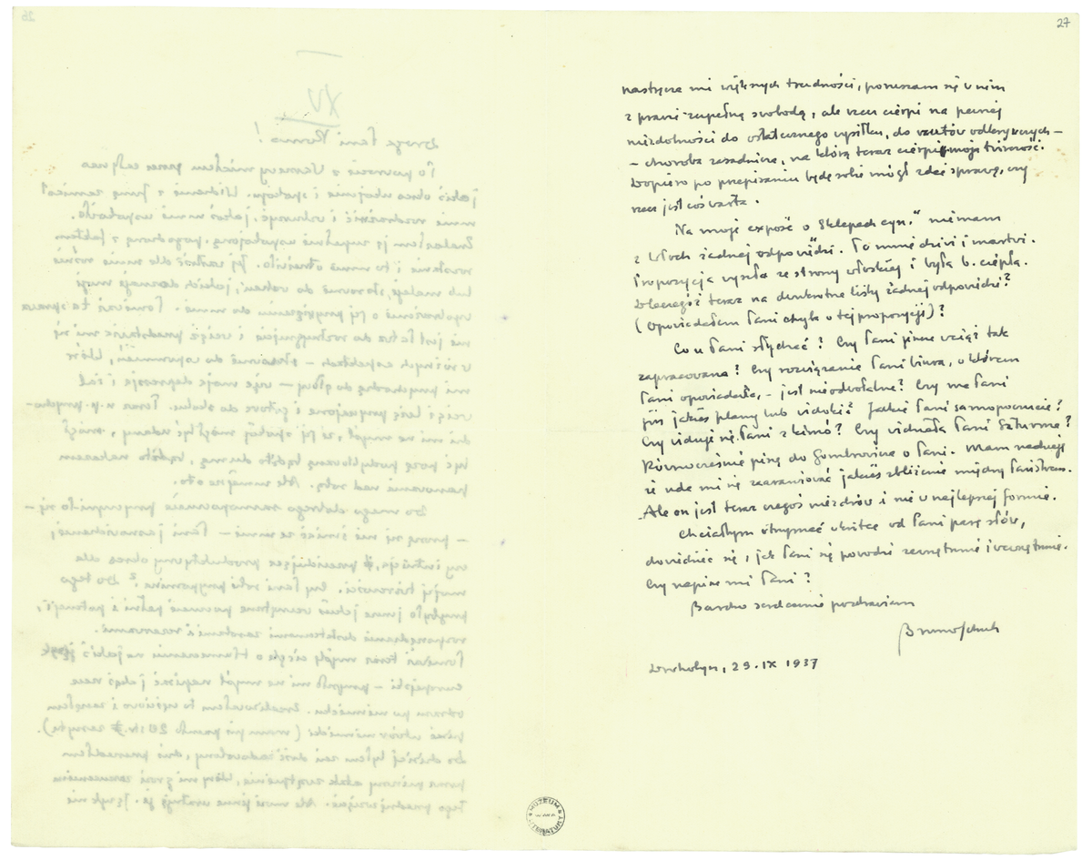 List Brunona Schulza do Romany Halpern z 29 września 1937_2