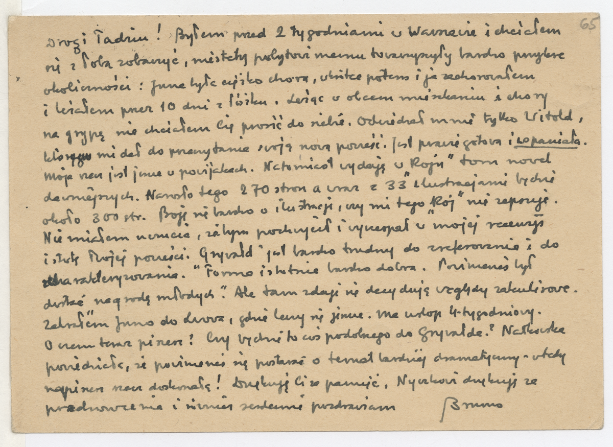 List Brunona Schulza do Tadeusza Brezy z 3 lutego 1937_1