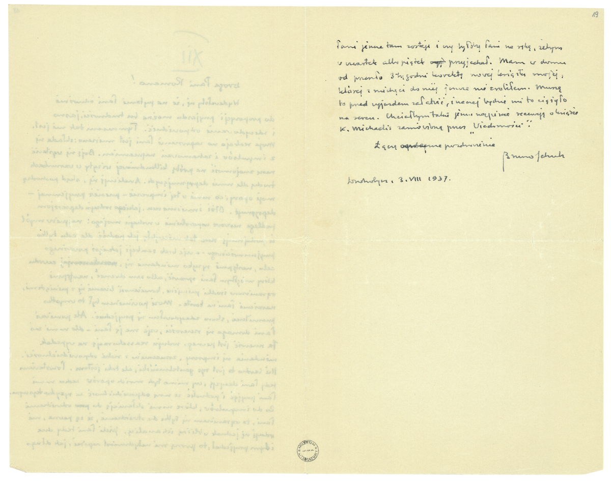 List Brunona Schulza do Romany Halpern z 3 sierpnia 1937_2