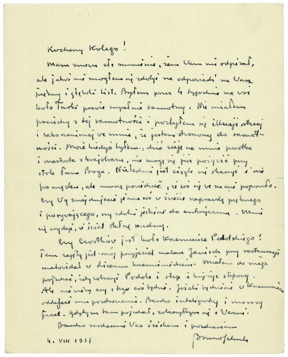 List Brunona Schulza do Zenona Waśniewskiego z 4 sierpnia 1937_1