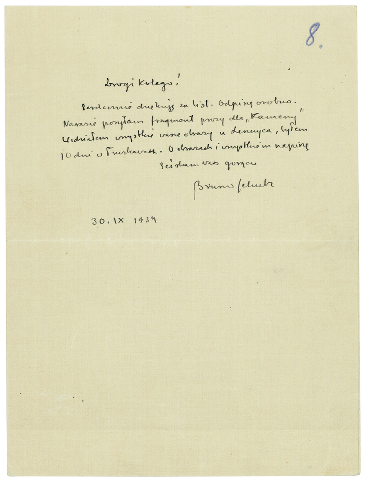 List do Zenona Waśniewskiego_30 września 1934 roku