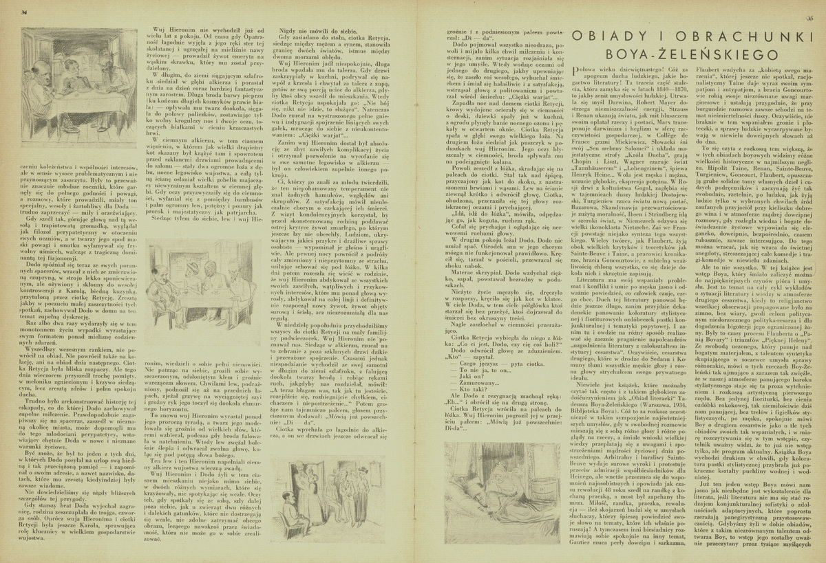Bruno Schulz, <i>Dodo</i> [z ilustracjami autora], „Tygodnik Ilustrowany” 1935, nr 2, s. 34-35
