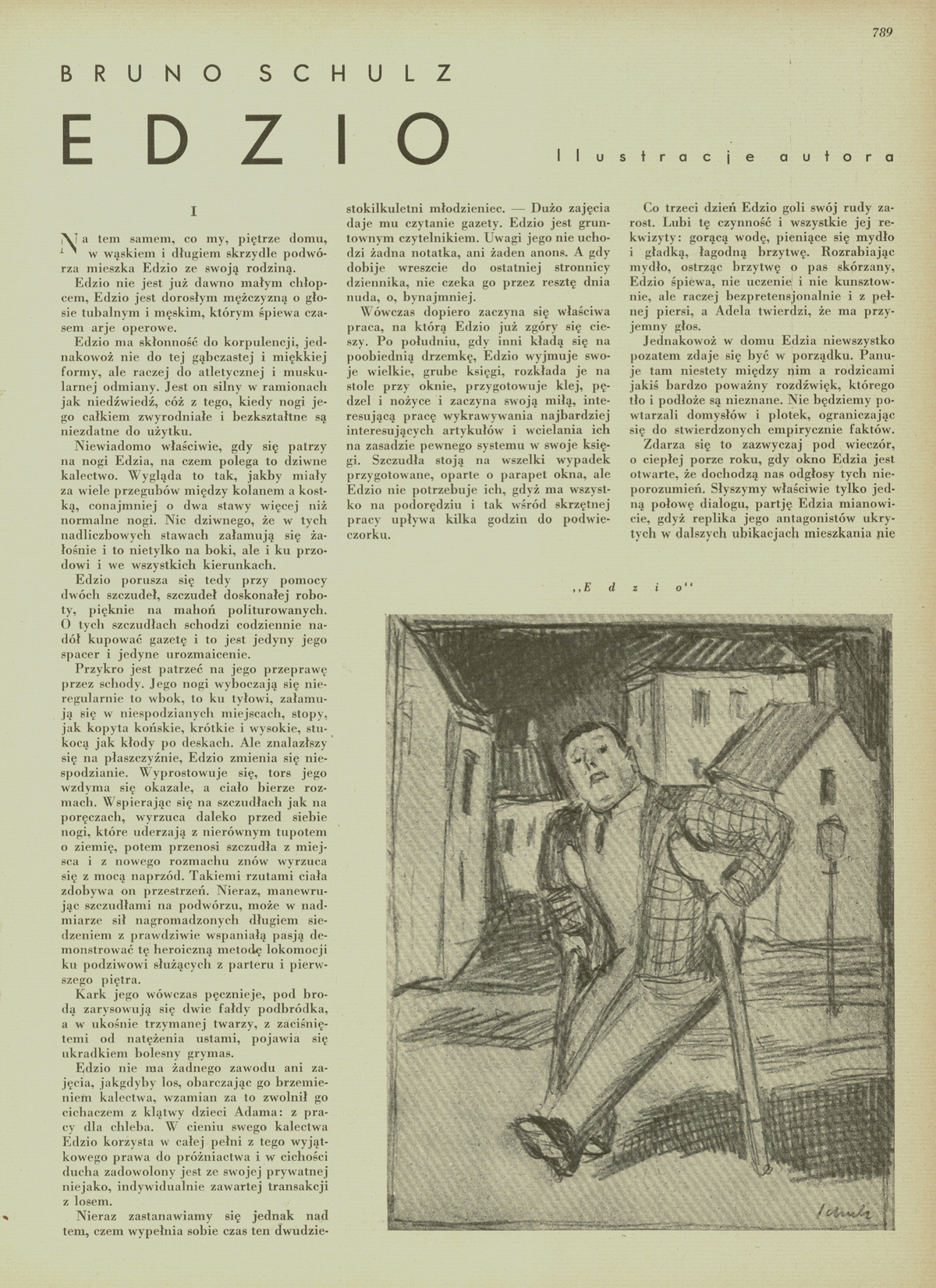 Bruno Schulz, <i>Edzio</i> [z ilustracjami autora], „Tygodnik Illustrowany” 1935, nr 40, s. 789–791