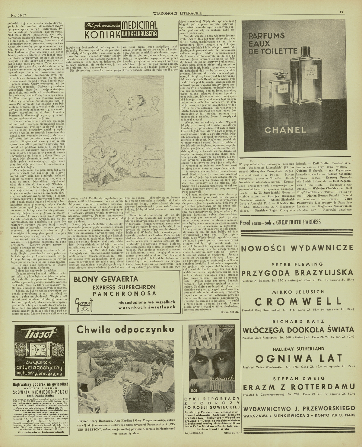Bruno Schulz, <i>Emeryt</i> [z ilustracjami autora], „Wiadomości Literackie” 1935, nr 51–52, s. 17