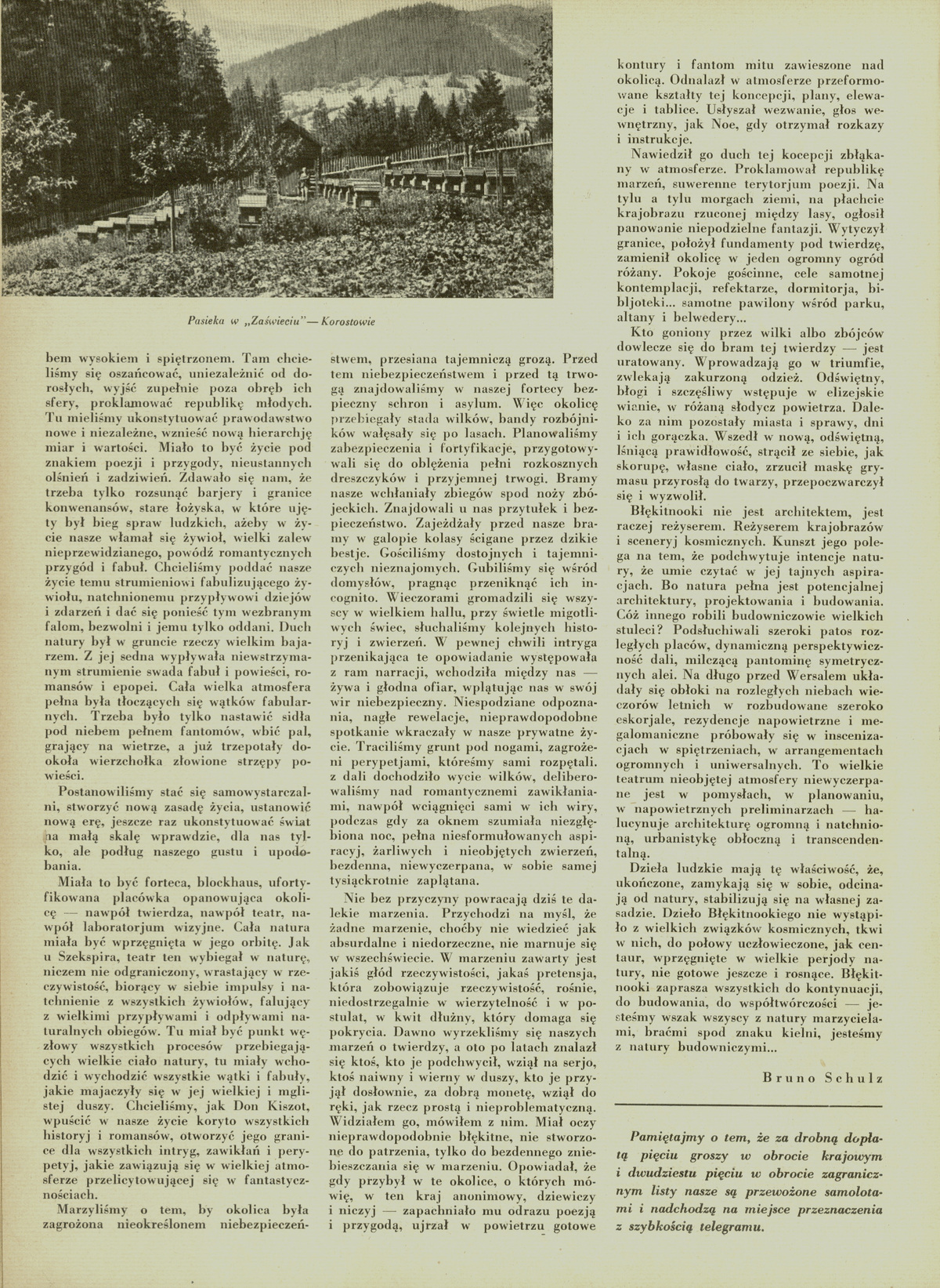 Bruno Schulz, <i>Republika marzeń</i>, „Tygodnik Ilustrowany” 1936, nr 29, s. 554–556
