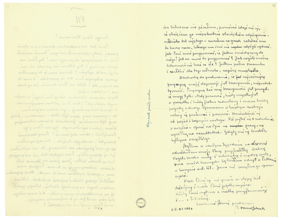 List Brunona Schulza do Romany Halpern z 29 listopada 1936_2
